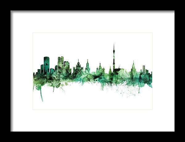 Moscow Framed Print featuring the digital art Moscow Russia Skyline #34 by Michael Tompsett