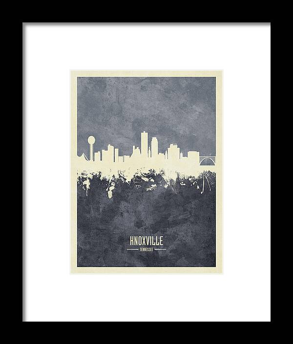 Knoxville Framed Print featuring the digital art Knoxville Tennessee Skyline #35 by Michael Tompsett