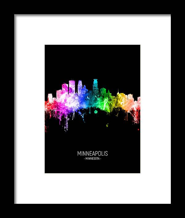 Minneapolis Framed Print featuring the digital art Minneapolis Minnesota Skyline #35 by Michael Tompsett