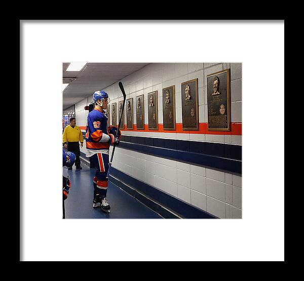 People Framed Print featuring the photograph Columbus Blue Jackets v New York Islanders by Bruce Bennett
