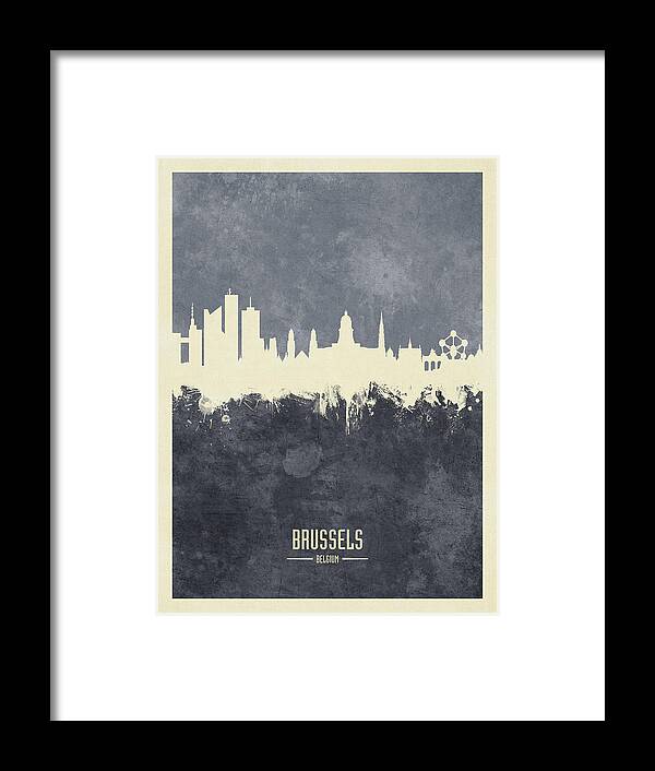 Brussels Framed Print featuring the digital art Brussels Belgium Skyline #39 by Michael Tompsett