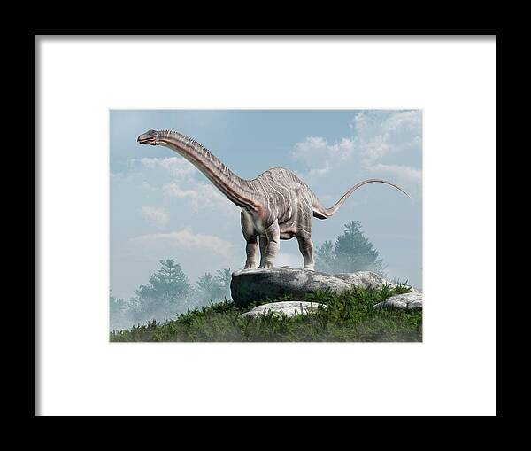 Apatosaurus Framed Print featuring the digital art Apatosaurus #4 by Daniel Eskridge