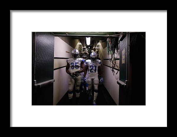 Oakland Framed Print featuring the photograph Detroit Lions v Oakland Raiders #4 by Ezra Shaw