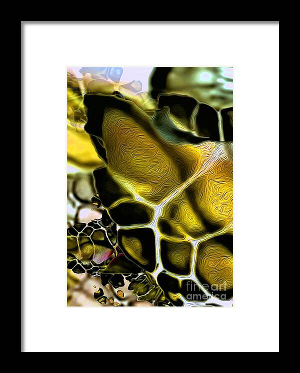 Sea Creatures Framed Print featuring the digital art Golden Turtle 9 by Aldane Wynter