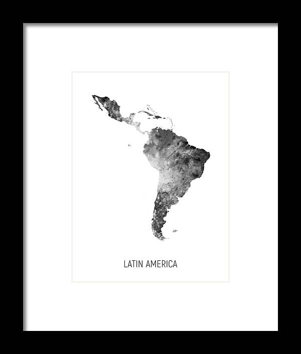 Latin America Framed Print featuring the digital art Latin America Watercolor Map #4 by Michael Tompsett