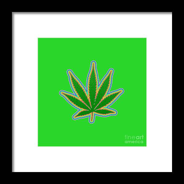 Abstract Framed Print featuring the digital art Marijuana Leaf #4 by Bruce Rolff