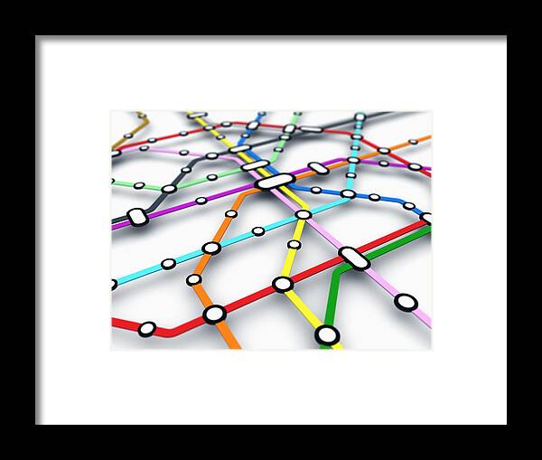 Subway Train Framed Print featuring the drawing Metro map #4 by Jorg Greuel