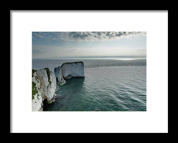 Old Harry Framed Print featuring the photograph Morning light at Old Harry Rocks #4 by Ian Middleton