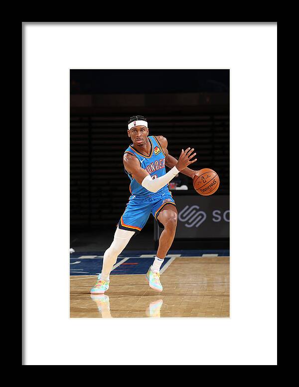 Shai Gilgeous-alexander Framed Print featuring the photograph Oklahoma City Thunder v New York Knicks #4 by Nathaniel S. Butler