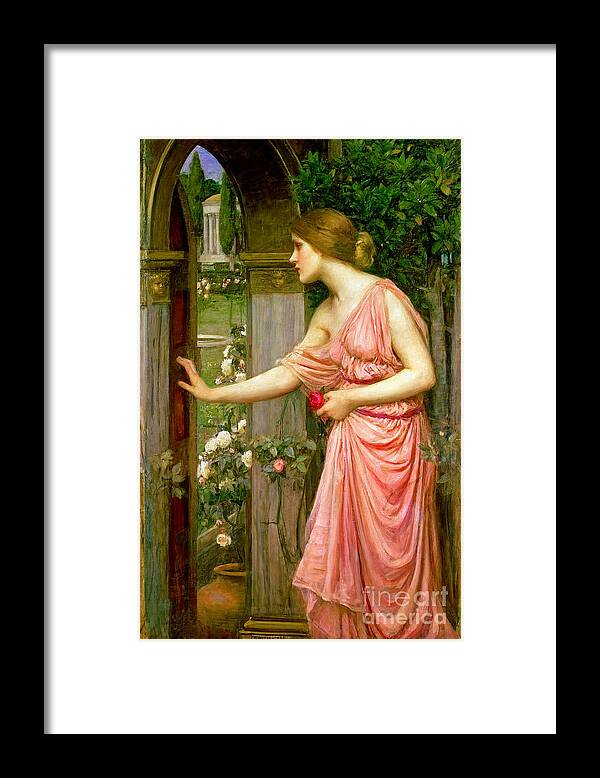 Psyche Entering Cupids Garden Framed Print featuring the painting Psyche Entering Cupid's Garden #4 by John William Waterhouse