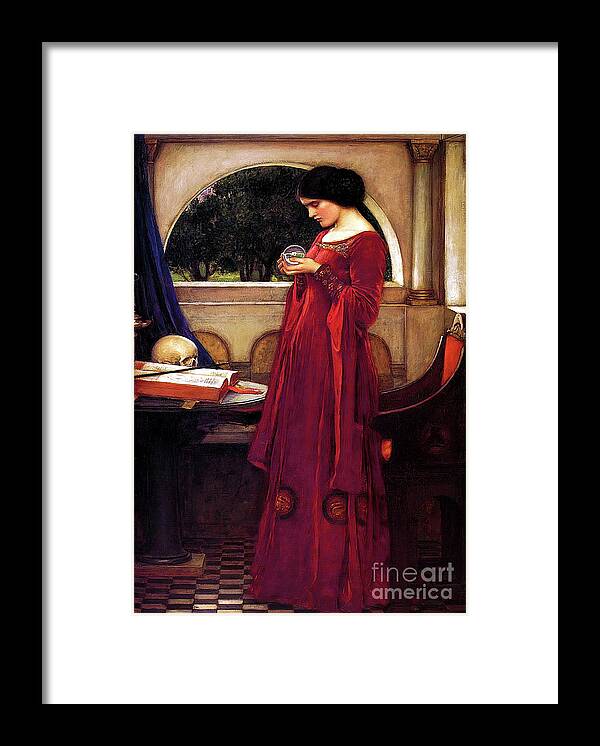 The Crystal Ball Framed Print featuring the painting The Crystal Ball #4 by John William Waterhouse