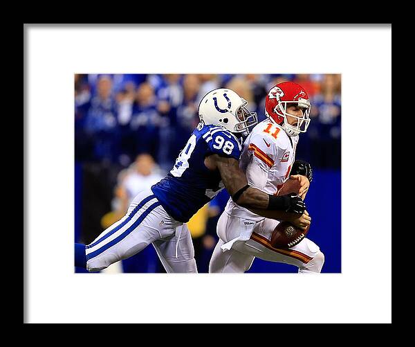 Playoffs Framed Print featuring the photograph Wild Card Playoffs - Kansas City Chiefs v Indianapolis Colts #4 by Rob Carr