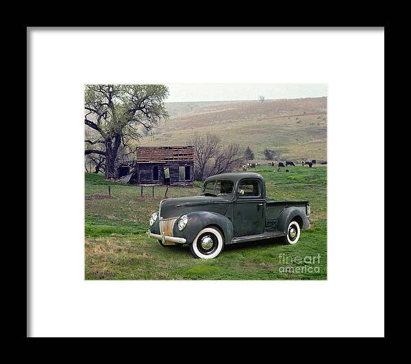 40 Framed Print featuring the photograph 1940 Ford Pickup At The Old Homestead by Ron Long