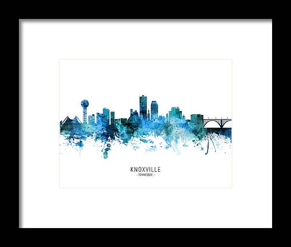 Knoxville Framed Print featuring the digital art Knoxville Tennessee Skyline #40 by Michael Tompsett