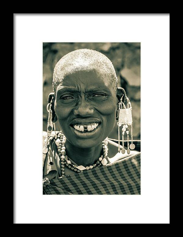 Adventure Traveler Framed Print featuring the photograph 4216 Maasai Woman Ngorongoro Tanzania by Amyn Nasser Neptune Gallery