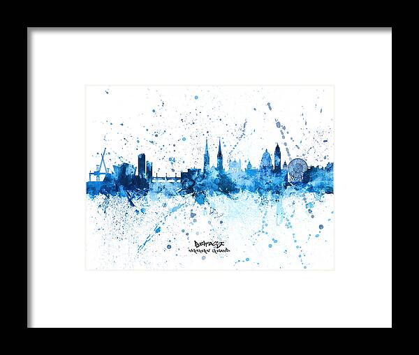 Belfast Framed Print featuring the digital art Belfast Northern Ireland Skyline #44 by Michael Tompsett