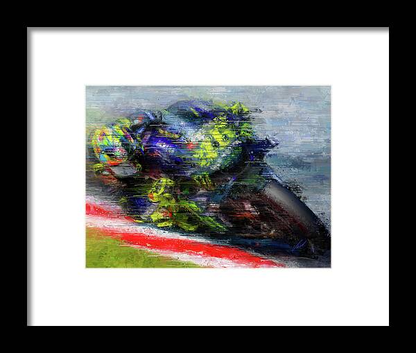 Motorcycle Framed Print featuring the painting 46 Valentino Rossi by Vart by Vart