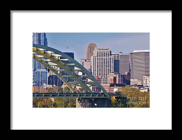 Cincinnati Framed Print featuring the photograph 471 Bridge Over Ohio River - Cincy Newport Series by Lee Antle