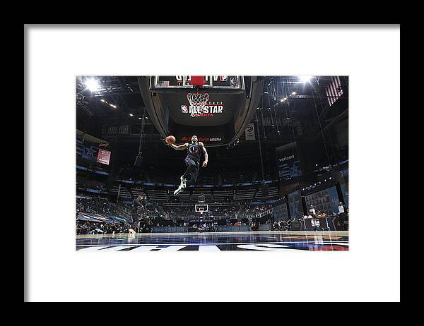 Obi Toppin Framed Print featuring the photograph 2021 NBA All-Star - AT&T Slam Dunk Contest by Nathaniel S. Butler