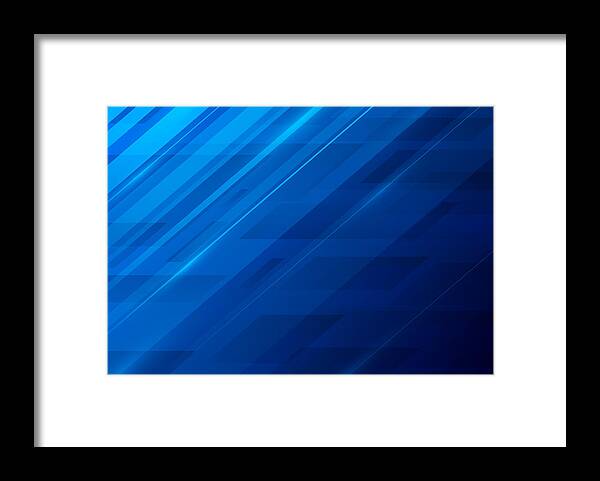 Curve Framed Print featuring the drawing Abstract blue background #5 by Enjoynz