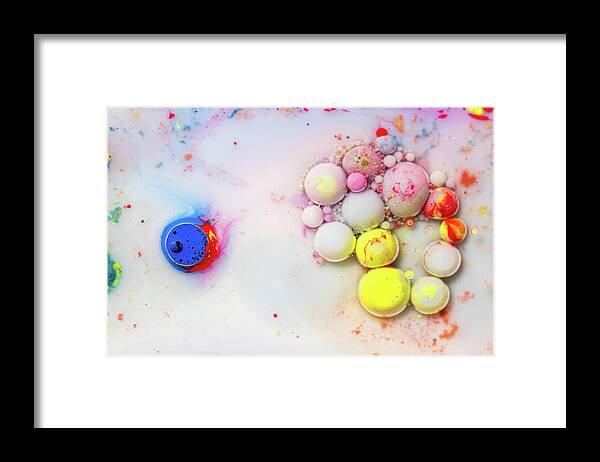 Bubbles Framed Print featuring the photograph Colorful artistic abstract background bubble painting art #5 by Michalakis Ppalis