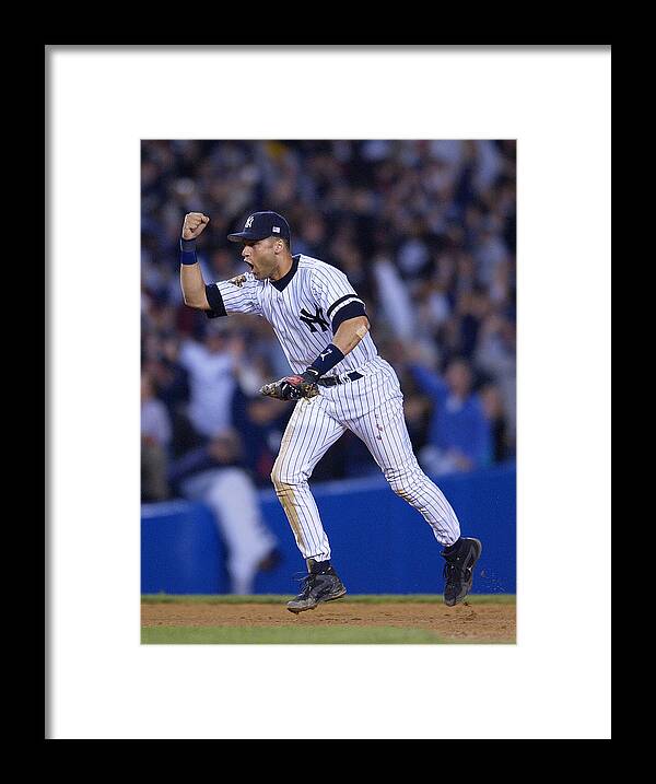 People Framed Print featuring the photograph Derek Jeter by Ezra Shaw