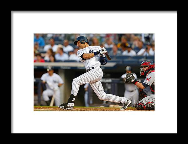 People Framed Print featuring the photograph Derek Jeter #5 by Mike Stobe