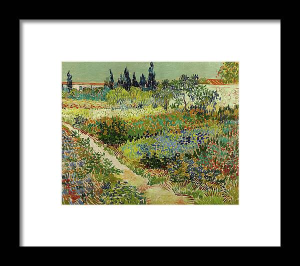 Vincent Van Gogh Framed Print featuring the painting Garden at Arles #5 by Vincent Van Gogh
