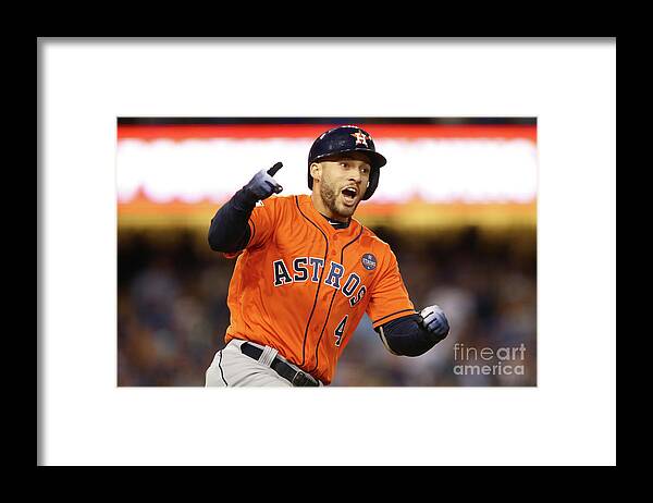 Second Inning Framed Print featuring the photograph George Springer by Ezra Shaw