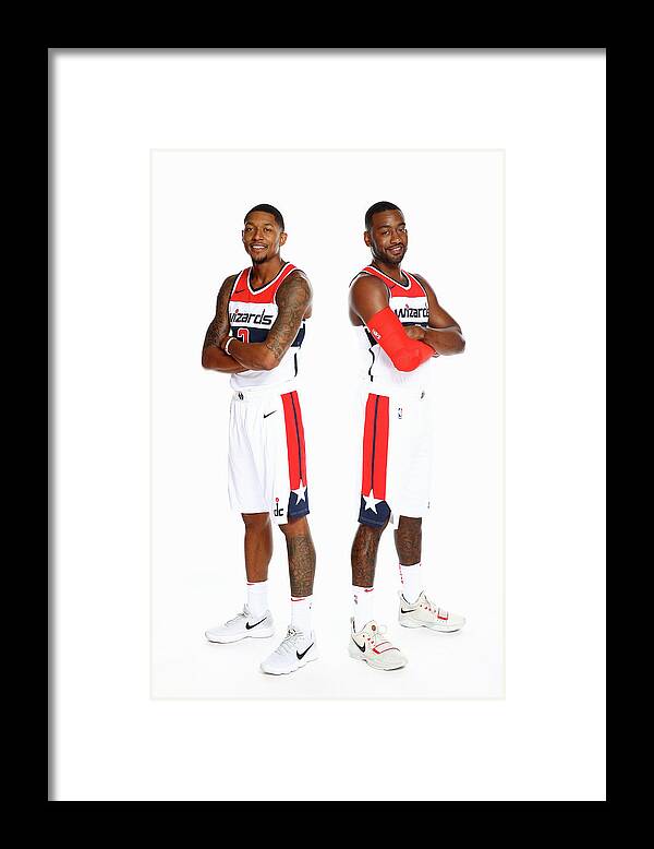 Media Day Framed Print featuring the photograph John Wall and Bradley Beal by Ned Dishman