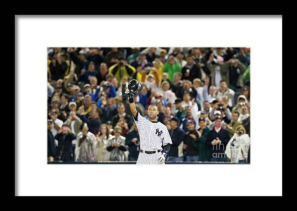 People Framed Print featuring the photograph Lou Gehrig and Derek Jeter by Icon Sports Wire