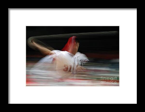 Working Framed Print featuring the photograph Max Scherzer by Patrick Smith