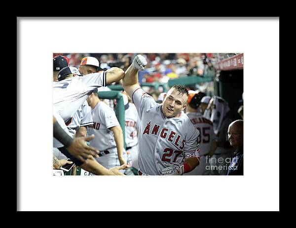People Framed Print featuring the photograph Mike Trout by Rob Carr