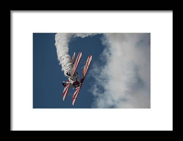 Red Framed Print featuring the photograph Red and White Airplane by Carolyn Hutchins