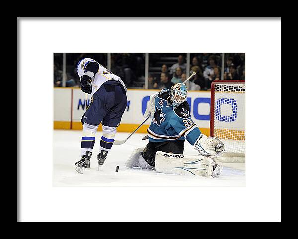 National Hockey League Framed Print featuring the photograph St. Louis Blues v San Jose Sharks #5 by Thearon W. Henderson