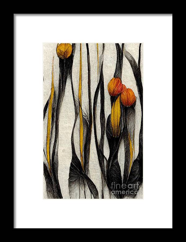 Colored Pencil Drawings Framed Print featuring the digital art Stalks #5 by Sabantha