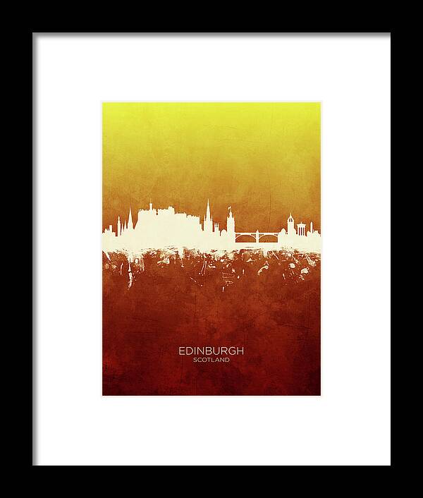 Edinburgh Framed Print featuring the digital art Edinburgh Scotland Skyline #53 by Michael Tompsett