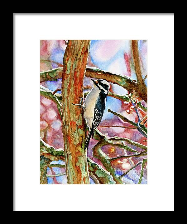 Placer Arts Framed Print featuring the painting #546 Woodpecker #546 by William Lum