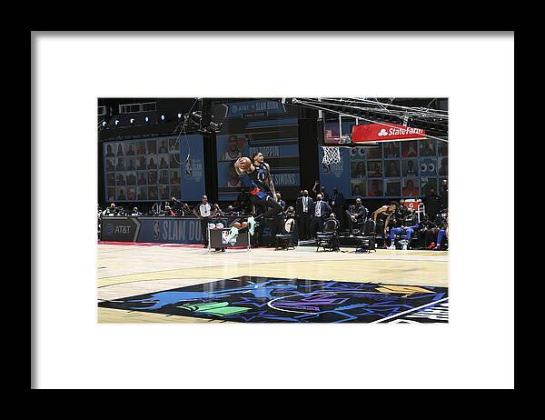 Obi Toppin Framed Print featuring the photograph 2021 NBA All-Star - AT&T Slam Dunk Contest #6 by Nathaniel S. Butler