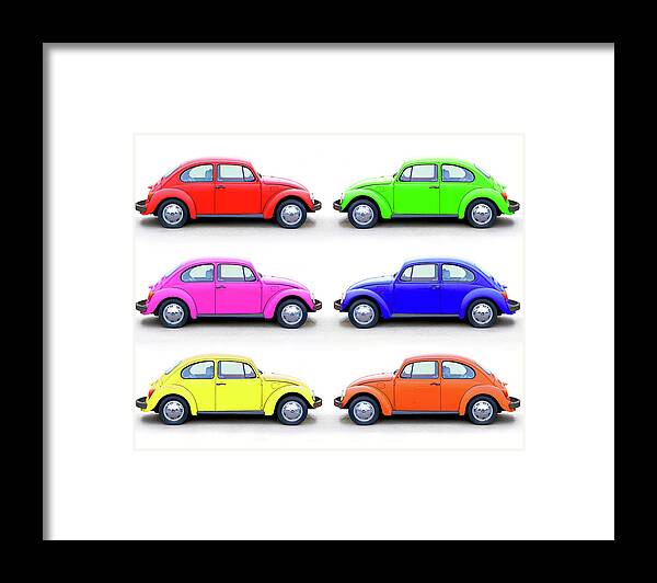 Volkswagen Framed Print featuring the photograph 6 Beetles by Christopher McKenzie