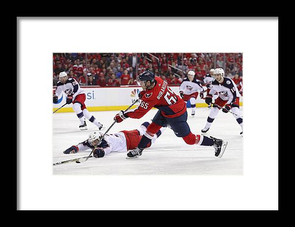Playoffs Framed Print featuring the photograph Columbus Blue Jackets v Washington Capitals - Game One #6 by Patrick Smith