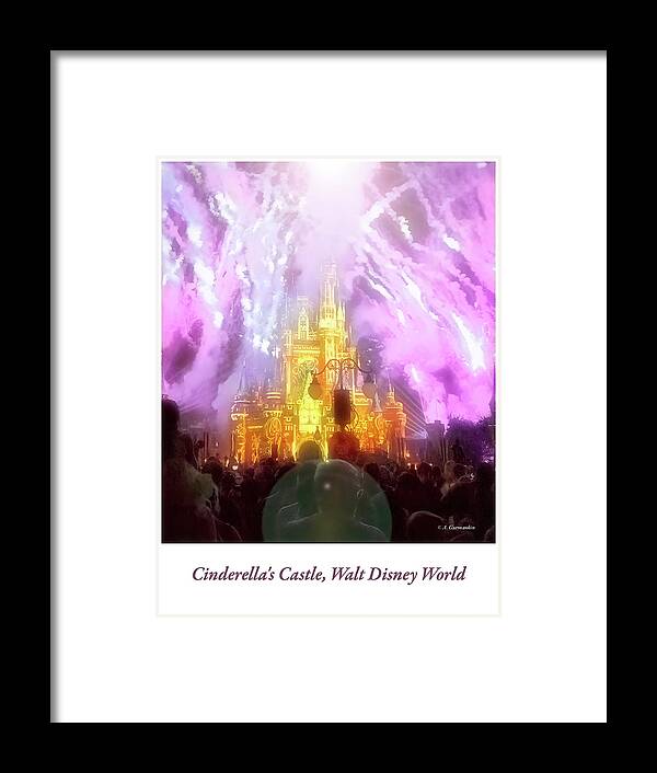 Sky Framed Print featuring the photograph Fireworks, Cinderella's Castle, Walt Disney World #6 by A Macarthur Gurmankin