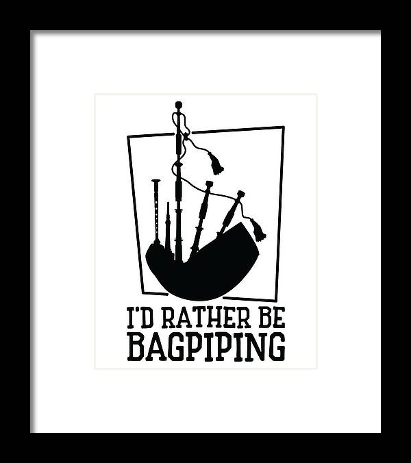 Bagpiper Framed Print featuring the digital art Funny Bagpiper Bagpiping Scotsman Musician Player #6 by Toms Tee Store
