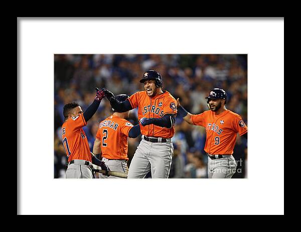 Second Inning Framed Print featuring the photograph George Springer by Ezra Shaw
