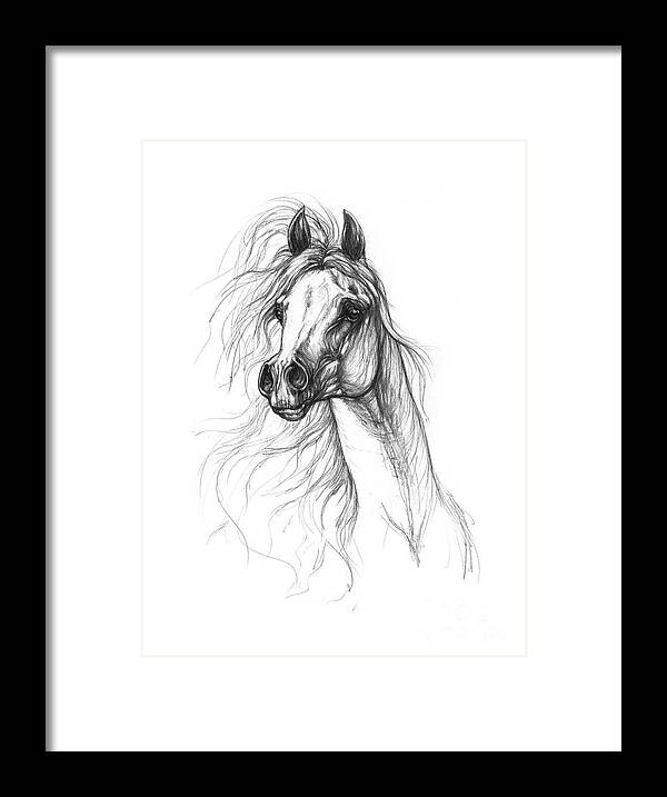 Horse Framed Print featuring the drawing Horse Head #6 by Ang El
