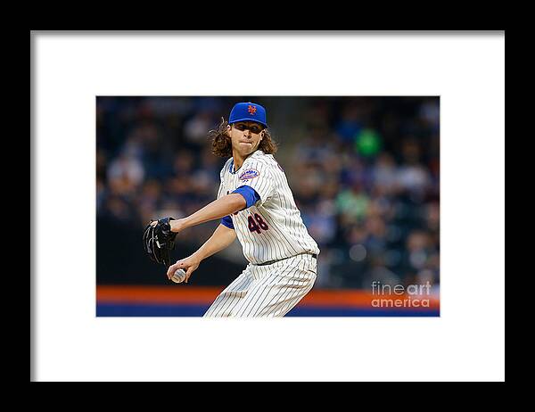 Jacob Degrom Framed Print featuring the photograph Jacob Degrom by Mike Stobe