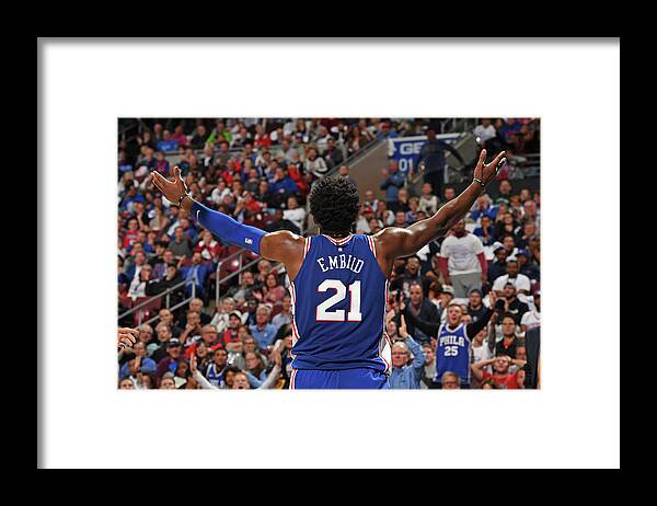 Joel Embiid Framed Print featuring the photograph Joel Embiid by David Dow