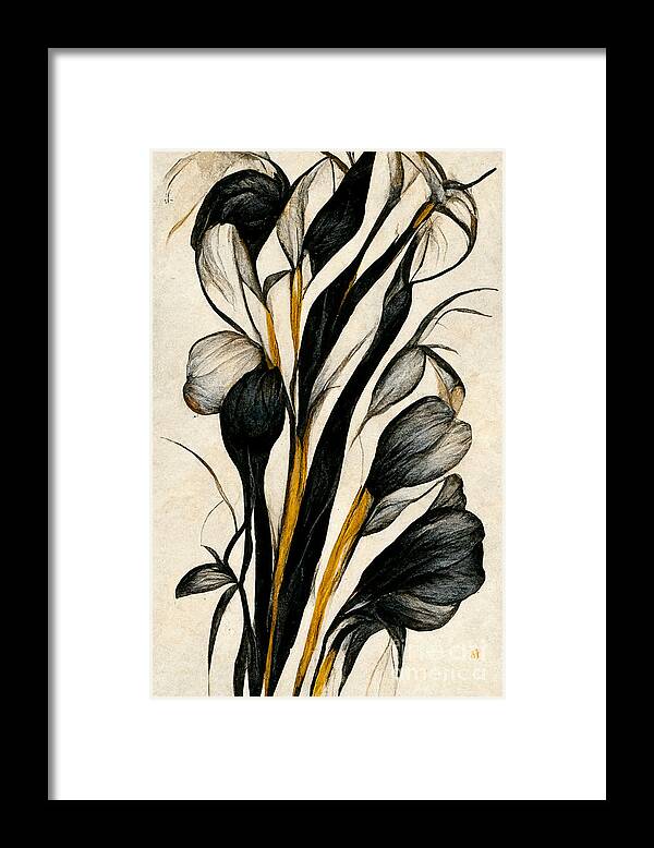 Colored Pencil Drawings Framed Print featuring the digital art Stalks #6 by Sabantha
