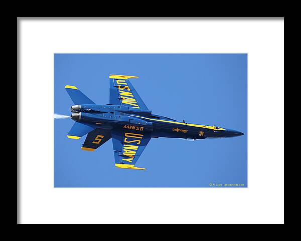 Blue Angels Framed Print featuring the photograph Blue Angels Solo Inverted by Custom Aviation Art