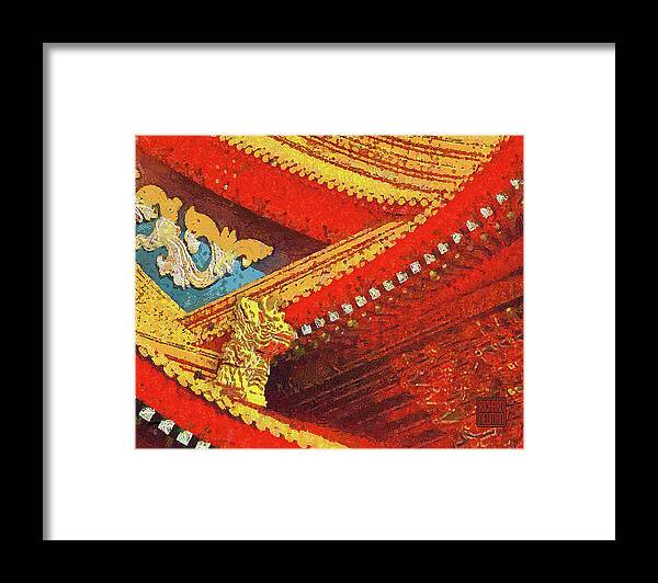 Abstract Framed Print featuring the mixed media 670 Bold Color Architectural Detail, National Theater, Taipei, Taiwan by Richard Neuman Architectural Gifts